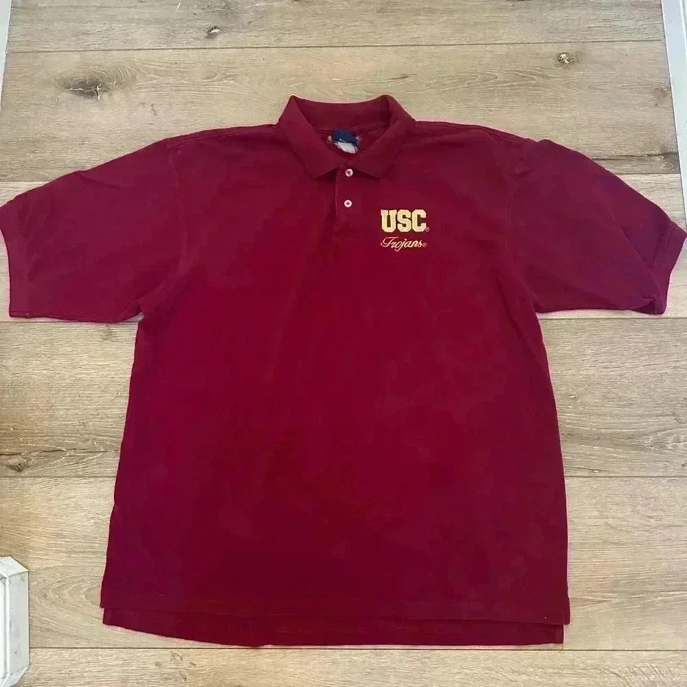Vintage USC Trojans Polo Shirt – Classic Maroon Short Sleeve Top